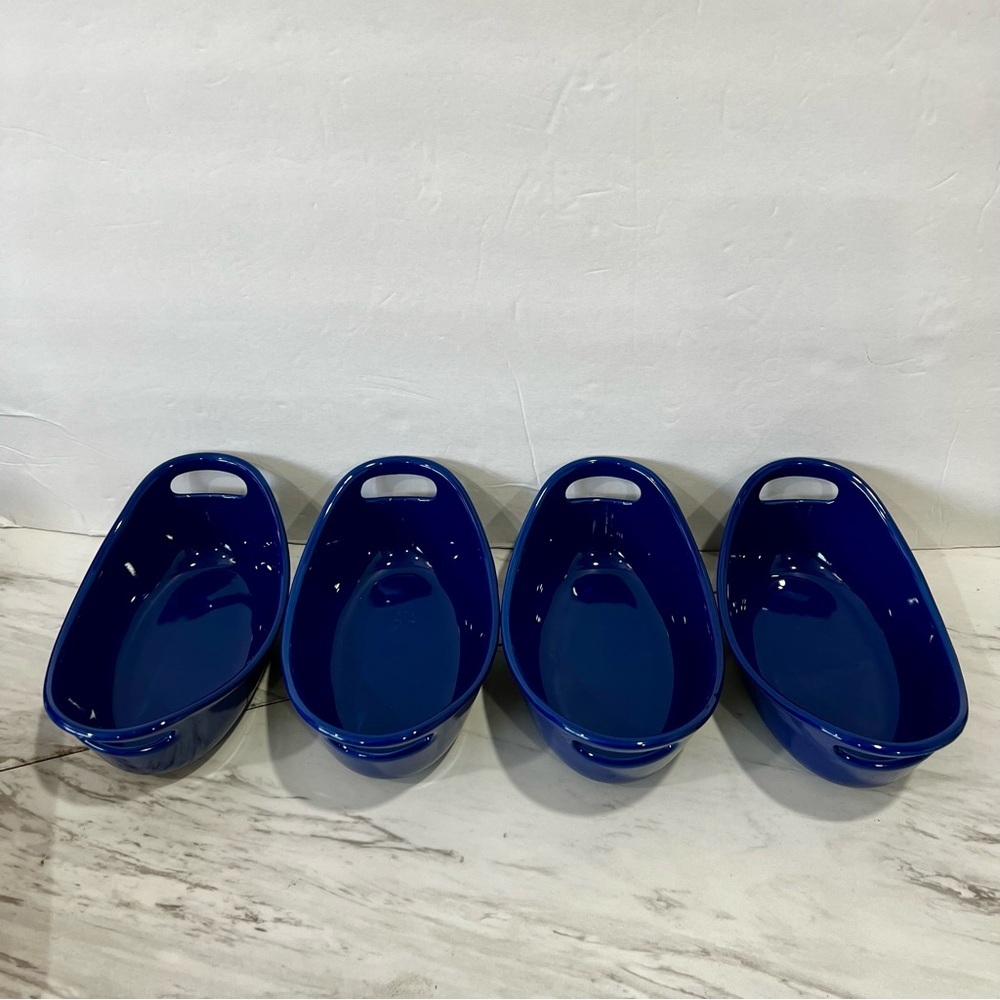 Rachael Ray Stoneware 12 oz. Blue Baking Dish Set of Four Ceramic